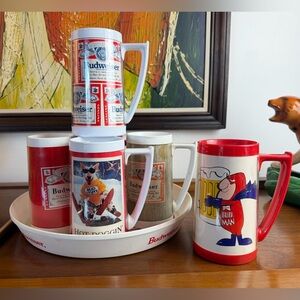 Vintage Budweiser Tray & Stay Cool Beer Steins